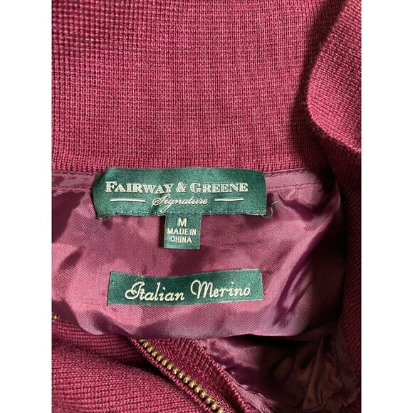 Fairway & Greene Italian Merino Wool Burgundy Quarter Zip Sweater Size Medium - Picture 16 of 16